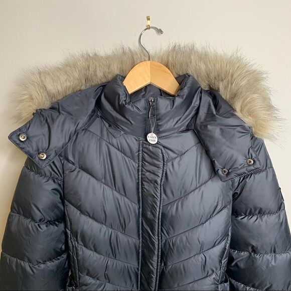 Larry Levine Faux-Fur-Trim Quilted Down Coat - M - Picture 2 of 7